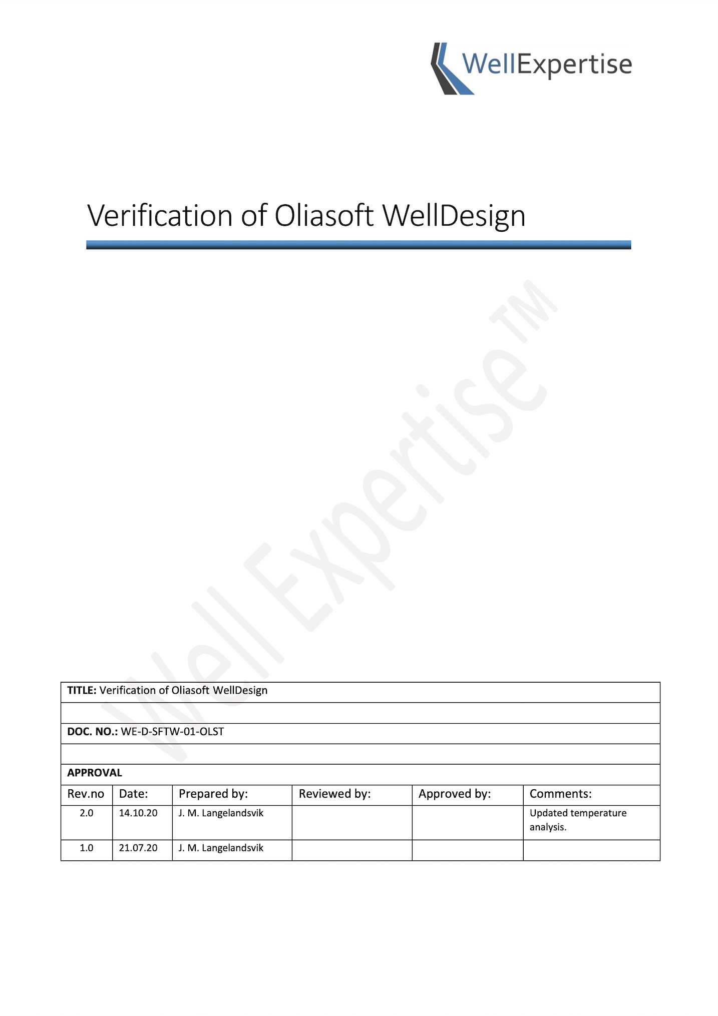 Verification of Oliasoft WellDesign